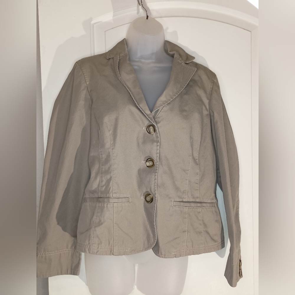 L.L BEAN Chic Tan Blazer Corpcore Work Business Preppy Office‎ Siren Size 12